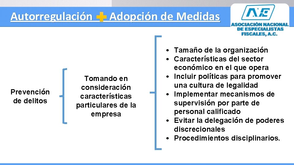 Autorregulación Adopción de Medidas Prevención de delitos Tomando en consideración características particulares de la