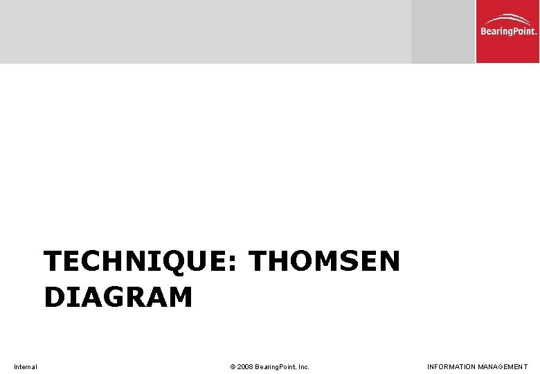 TECHNIQUE: THOMSEN DIAGRAM Internal © 2008 Bearing. Point, Inc. INFORMATION MANAGEMENT 