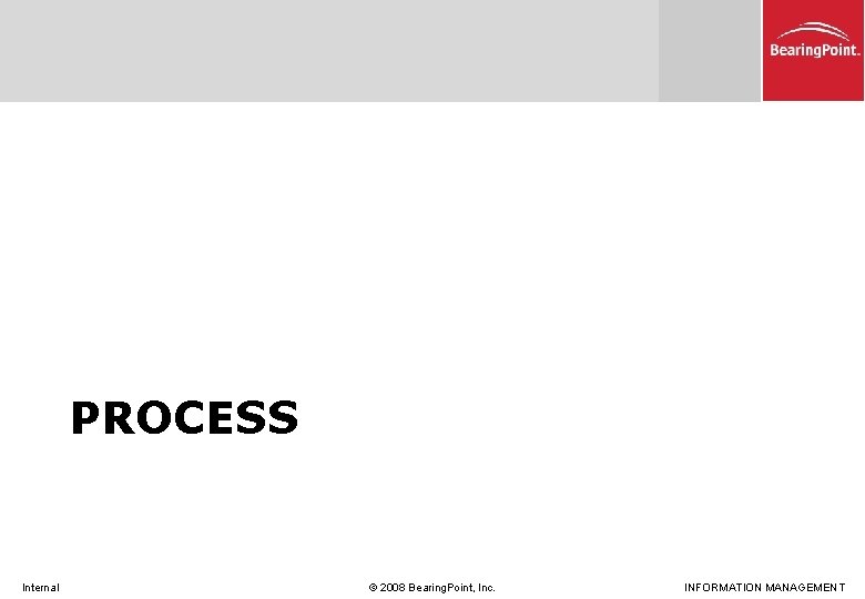 PROCESS Internal © 2008 Bearing. Point, Inc. INFORMATION MANAGEMENT 