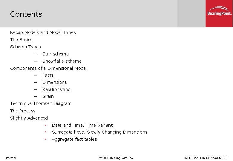 Contents Recap Models and Model Types The Basics Schema Types ─ Star schema ─