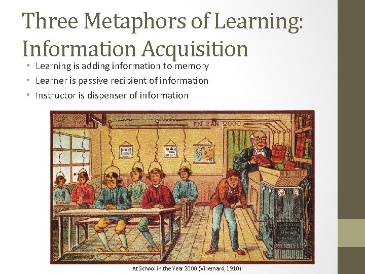 Three Metaphors of Learning: Information Acquisition • Learning is adding information to memory •