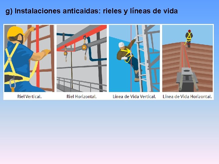 g) Instalaciones anticaidas: rieles y líneas de vida g) Instalaciones anticaidas: rieles y líneas de vida