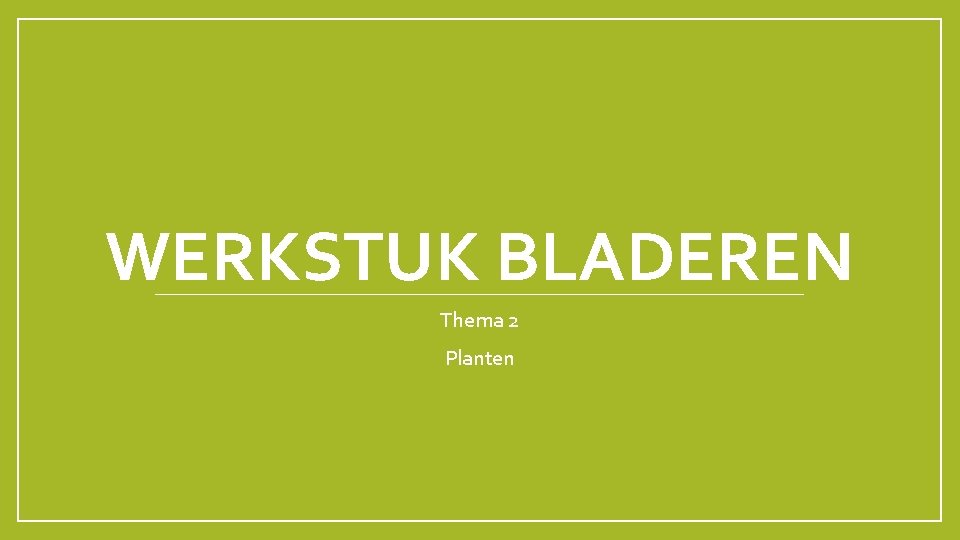 WERKSTUK BLADEREN Thema 2 Planten 