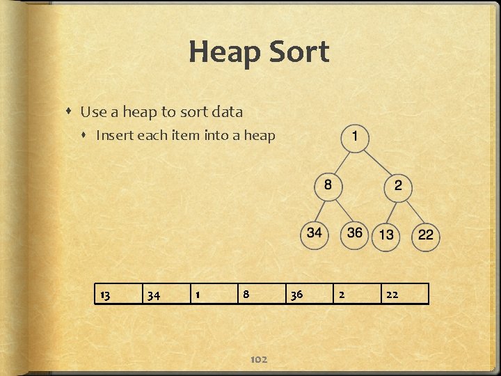 Heap Sort Use a heap to sort data Insert each item into a heap