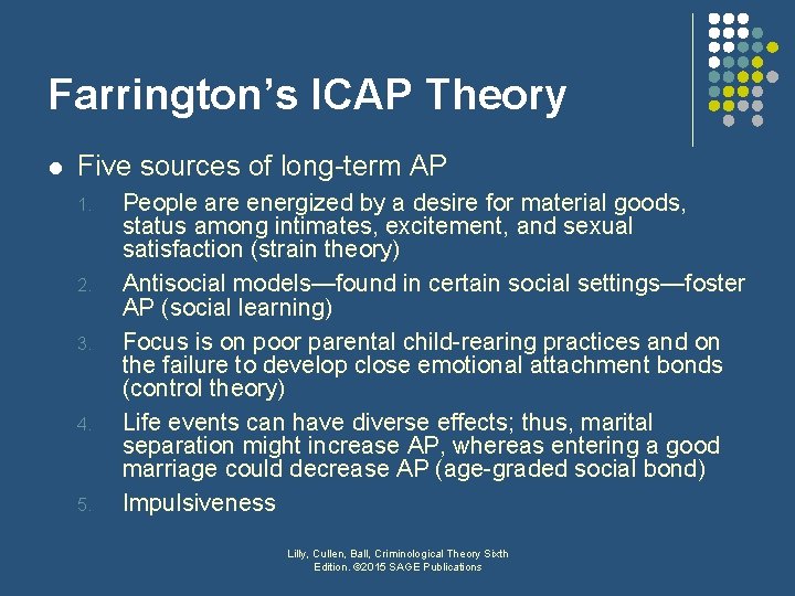 Farrington’s ICAP Theory l Five sources of long-term AP 1. 2. 3. 4. 5.