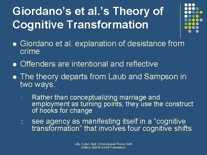 Giordano’s et al. ’s Theory of Cognitive Transformation l Giordano et al. explanation of