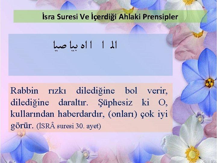 İsra Suresi Ve İçerdiği Ahlaki Prensipler ﺍﻟ ﺍ ﺍ ﺍﻩ ﺑﻴﺍ ﺻﻴﺍ Rabbin rızkı