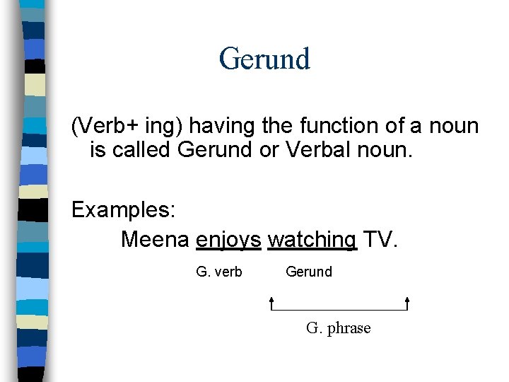 Gerund (Verb+ ing) having the function of a noun is called Gerund or Verbal