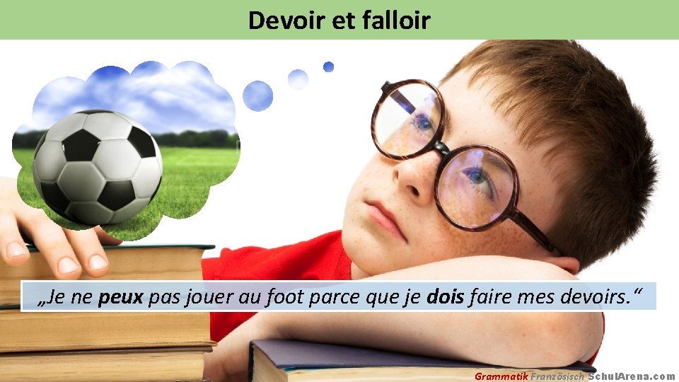 Devoir et falloir „Je ne peux pas jouer au foot parce que je dois