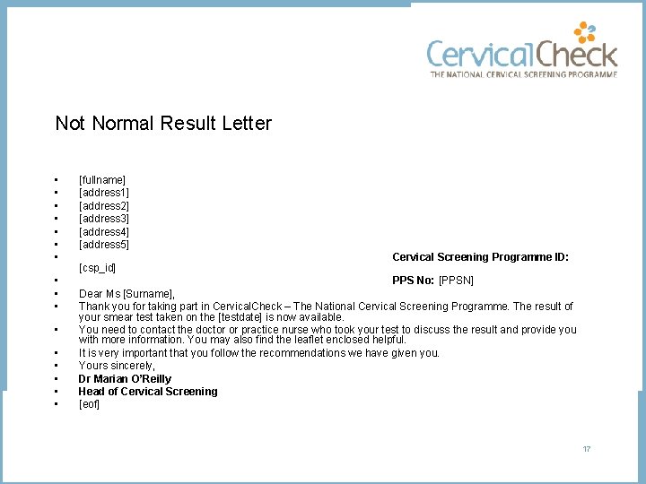 Not Normal Result Letter • • [fullname] [address 1] [address 2] [address 3] [address