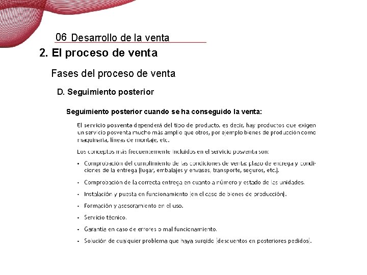 06 Desarrollo de la venta 2. El proceso de venta Fases del proceso de