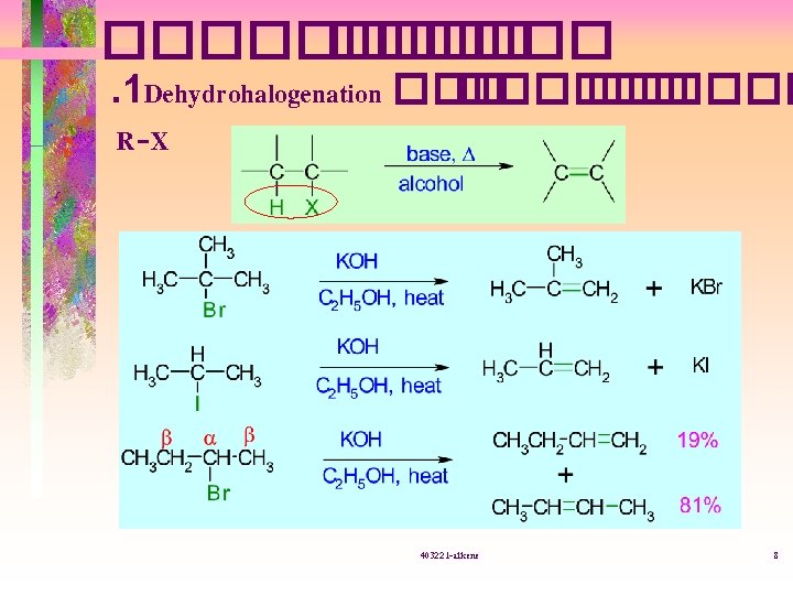 ������ . 1 Dehydrohalogenation ������ R-X 403221 -alkene 8 