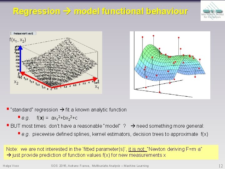 Regression model functional behaviour f(x 1, x 2) x 2 x 1 § “standard” Regression model functional behaviour f(x 1, x 2) x 2 x 1 § “standard”