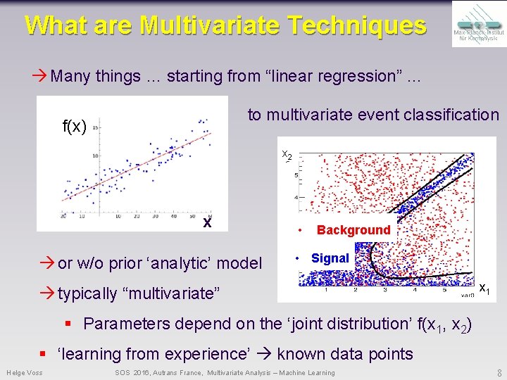 What are Multivariate Techniques Many things … starting from “linear regression” … to multivariate What are Multivariate Techniques Many things … starting from “linear regression” … to multivariate