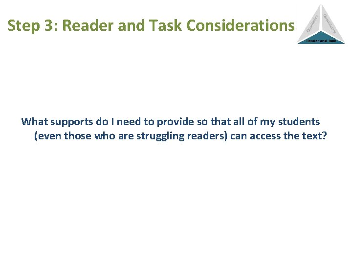 Step 3: Reader and Task Considerations What supports do I need to provide so
