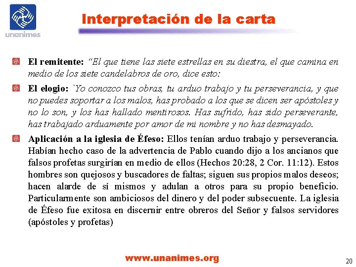 Interpretación de la carta El remitente: “El que tiene las siete estrellas en su