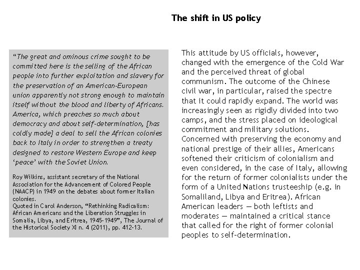 The shift in US policy “The great and ominous crime sought to be committed The shift in US policy “The great and ominous crime sought to be committed