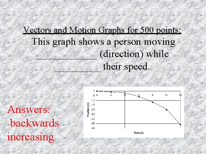 Vectors and Motion Graphs for 500 points: This graph shows a person moving ______