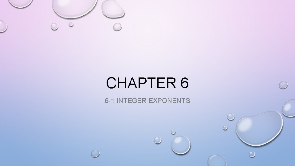 CHAPTER 6 6 -1 INTEGER EXPONENTS 