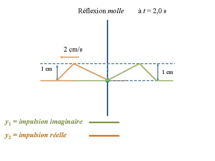 Réflexion molle à t = 2, 0 s 2 cm/s 1 cm y 1