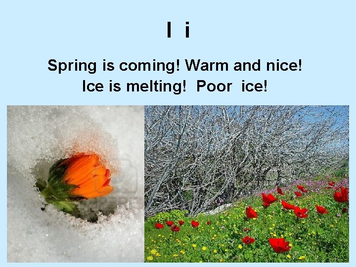 I i Spring is coming! Warm and nice! Ice is melting! Poor ice! 