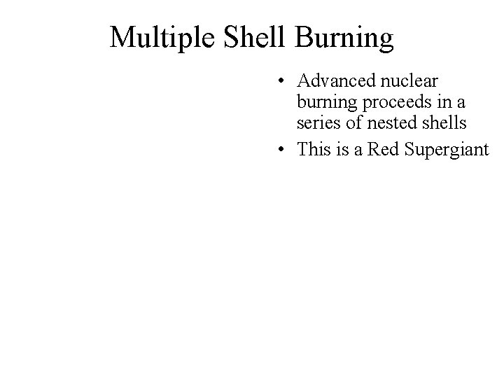 Multiple Shell Burning • Advanced nuclear burning proceeds in a series of nested shells