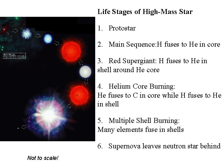 Life Stages of High-Mass Star 1. Protostar 2. Main Sequence: H fuses to He