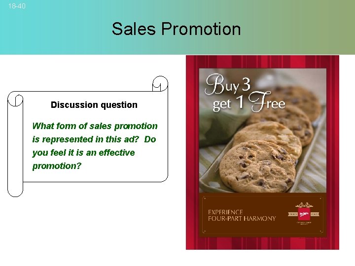 18 -40 Sales Promotion Discussion question What form of sales promotion is represented in