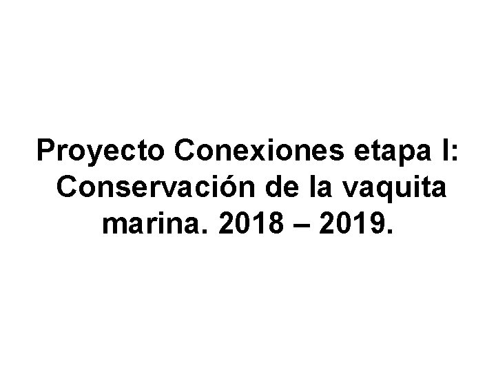 Proyecto Conexiones etapa I: Conservación de la vaquita marina. 2018 – 2019. 