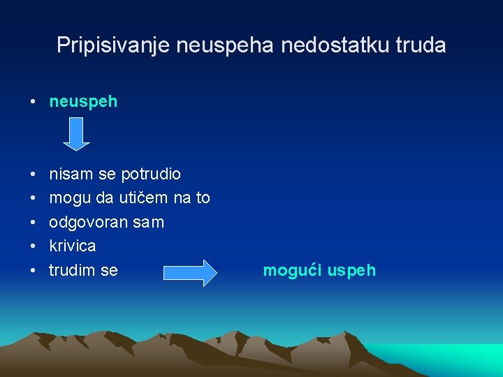Pripisivanje neuspeha nedostatku truda • neuspeh • • • nisam se potrudio mogu da