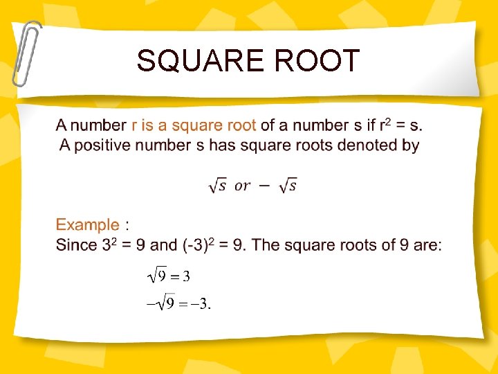 SQUARE ROOT 