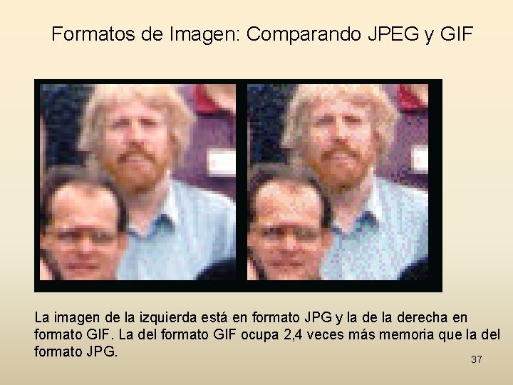 Formatos de Imagen: Comparando JPEG y GIF La imagen de la izquierda está en