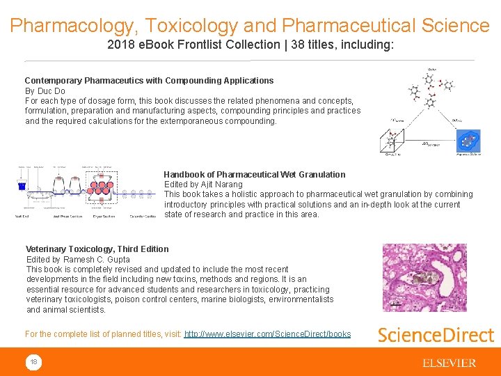 Pharmacology, Toxicology and Pharmaceutical Science 2018 e. Book Frontlist Collection | 38 titles, including: