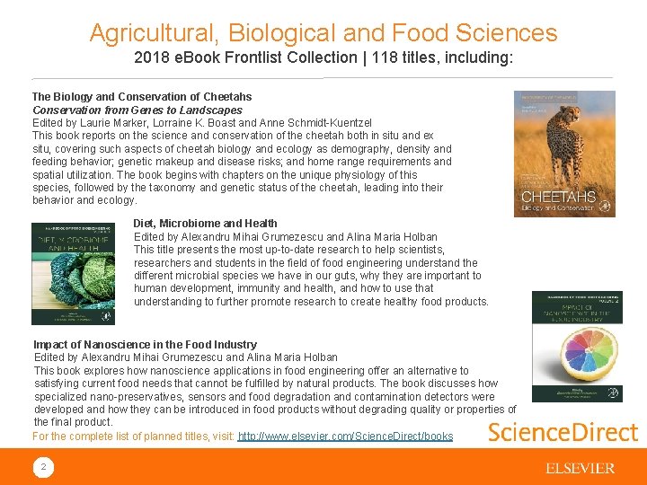 Agricultural, Biological and Food Sciences 2018 e. Book Frontlist Collection | 118 titles, including: