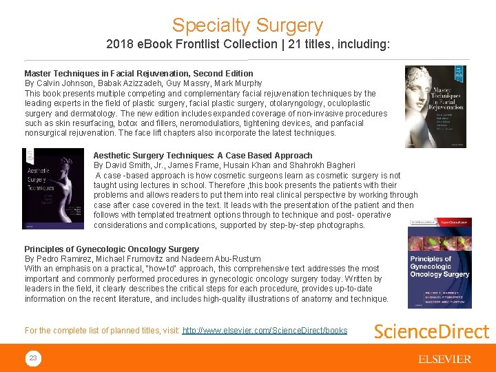 Specialty Surgery 2018 e. Book Frontlist Collection | 21 titles, including: Master Techniques in