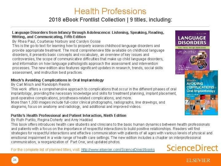 Health Professions 2018 e. Book Frontlist Collection | 9 titles, including: Language Disorders from