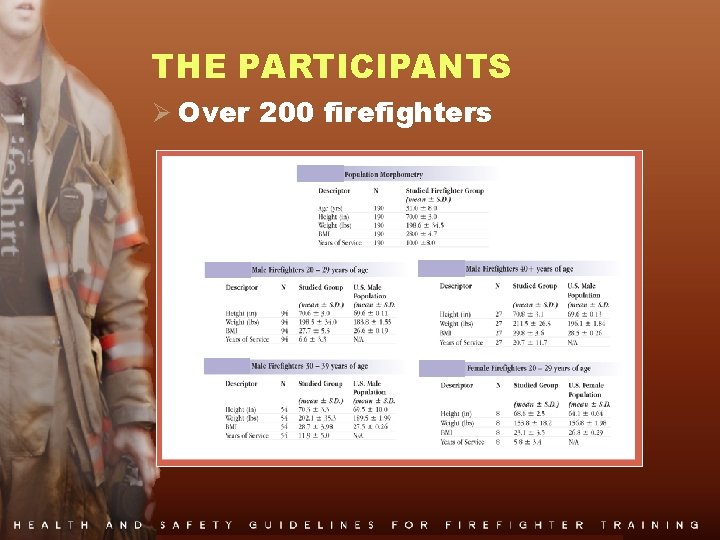 THE PARTICIPANTS Ø Over 200 firefighters 