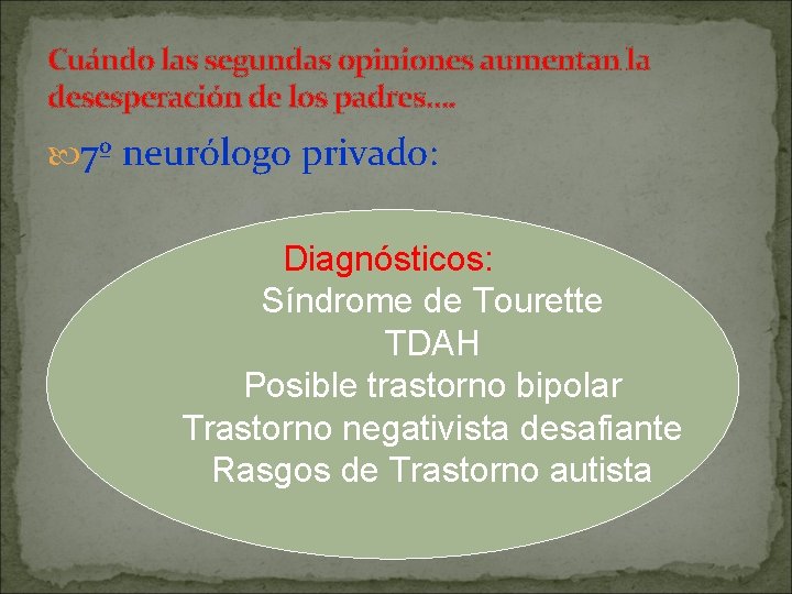 Cuándo las segundas opiniones aumentan la desesperación de los padres…. 7º neurólogo privado: Diagnósticos: