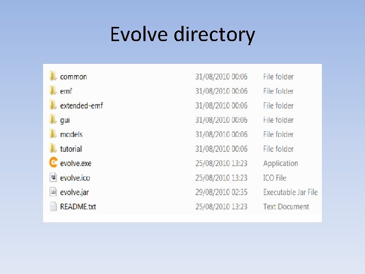 Evolve directory 