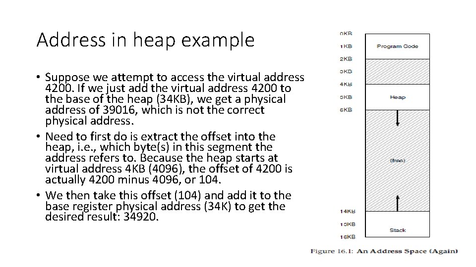 Address in heap example • Suppose we attempt to access the virtual address 4200.