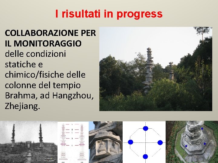 I risultati in progress COLLABORAZIONE PER IL MONITORAGGIO delle condizioni statiche e chimico/fisiche delle