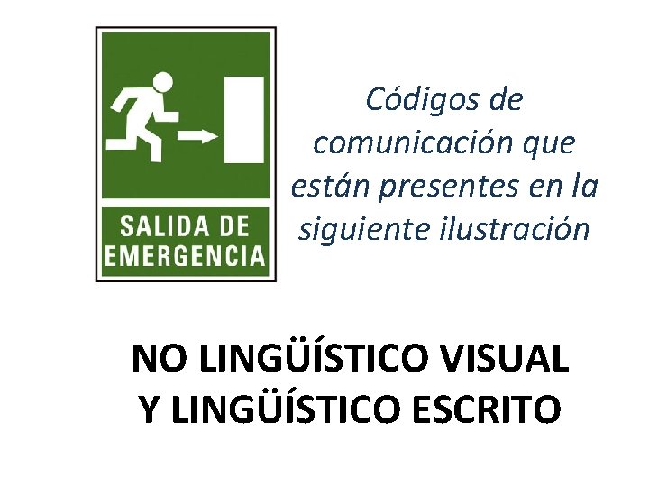 Códigos de comunicación que están presentes en la siguiente ilustración NO LINGÜÍSTICO VISUAL Y