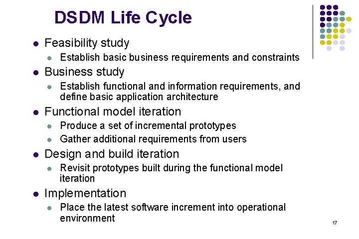 DSDM Life Cycle l Feasibility study l l Business study l l l Produce DSDM Life Cycle l Feasibility study l l Business study l l l Produce