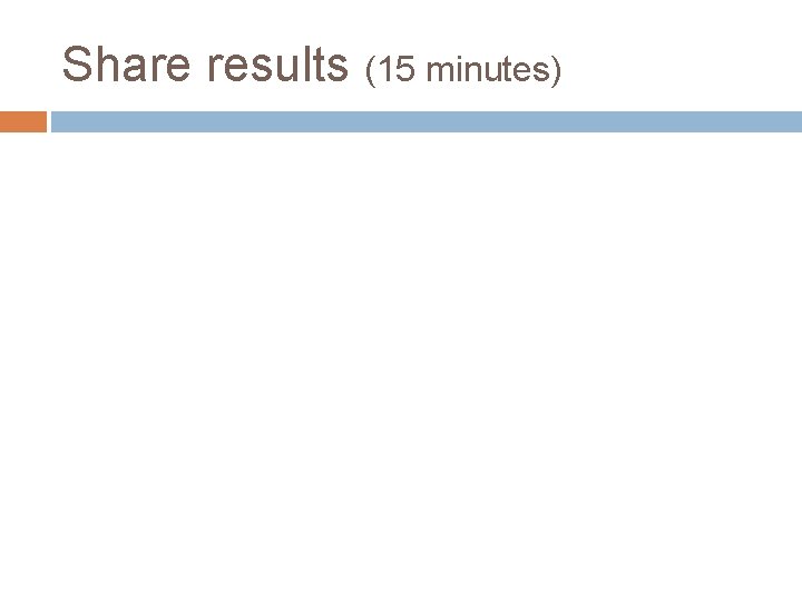 Share results (15 minutes) 