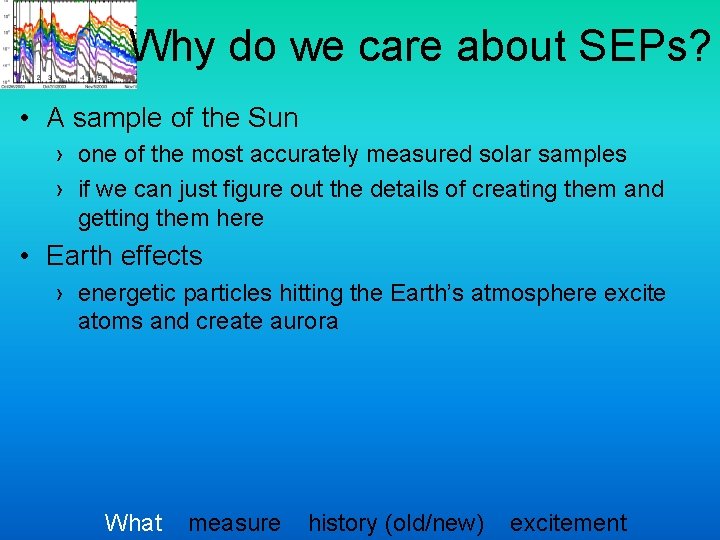 Why do we care about SEPs? • A sample of the Sun › one