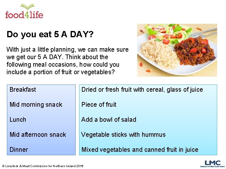 Do you eat 5 A DAY? With just a little planning, we can make