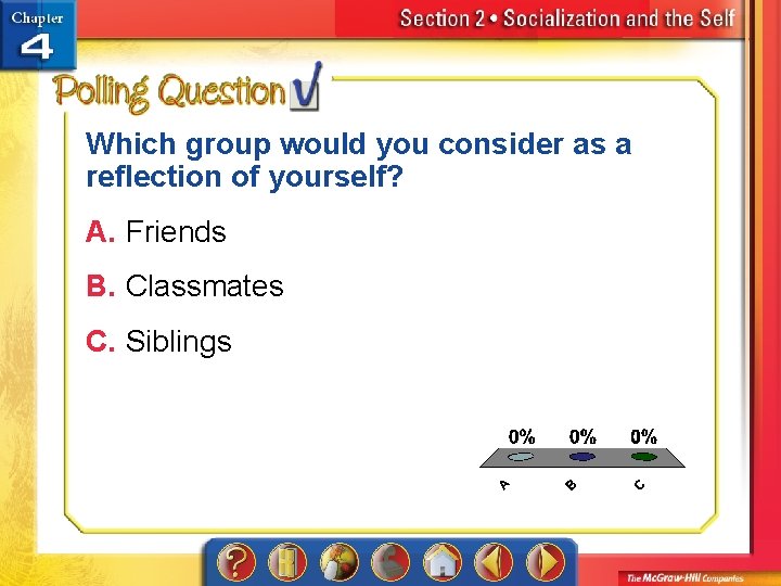 Which group would you consider as a reflection of yourself? A. Friends B. Classmates