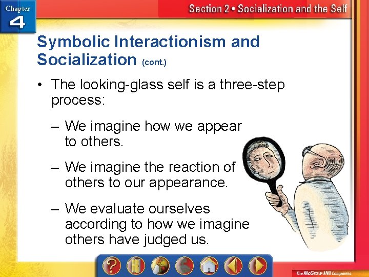 Symbolic Interactionism and Socialization (cont. ) • The looking-glass self is a three-step process: