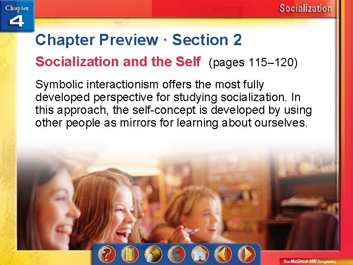 Chapter Preview · Section 2 Socialization and the Self (pages 115– 120) Symbolic interactionism