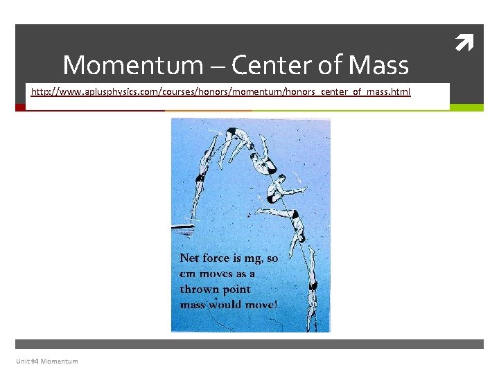 Momentum – Center of Mass http: //www. aplusphysics. com/courses/honors/momentum/honors_center_of_mass. html Unit #4 Momentum 